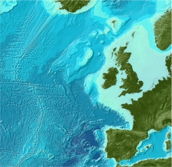 Bathymetry data for the Northeast Atlantic from the GEBCO_08 Grid
