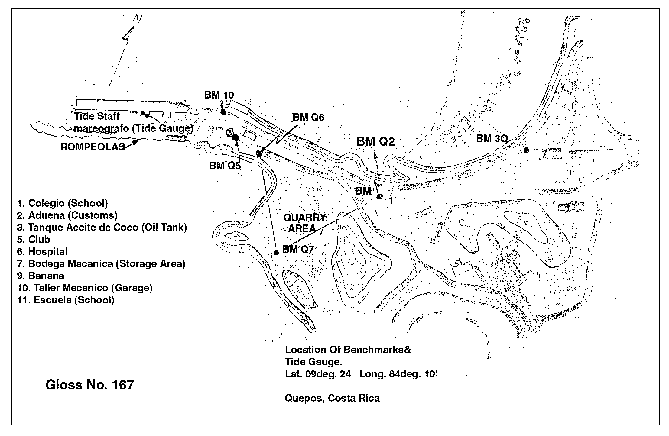 Location map for Quepos, Costa Rica