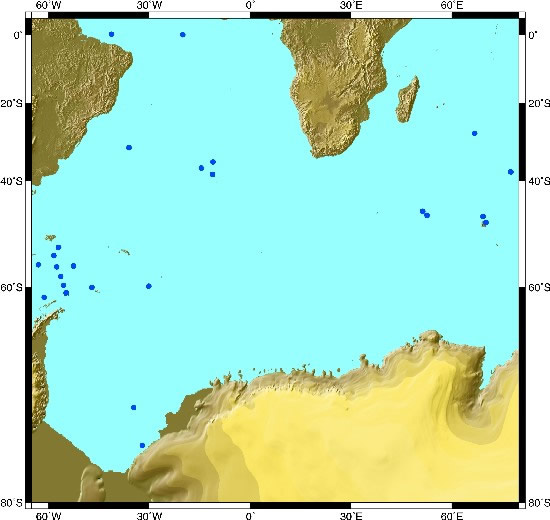 Bottom pressure recorder sites