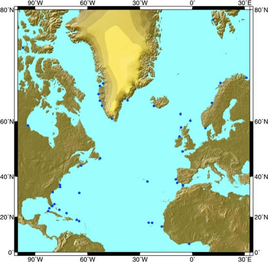 North Atlantic sea level sites North Atlantic sea level sites