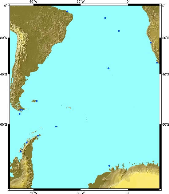 South Atlantic sea level sites South Atlantic sea level sites