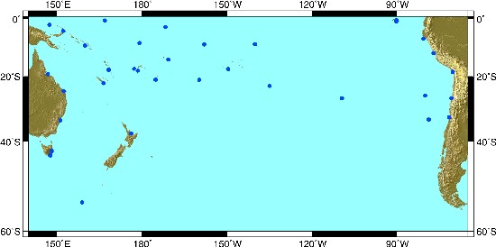 South Pacific sea level sites South Pacific sea level sites