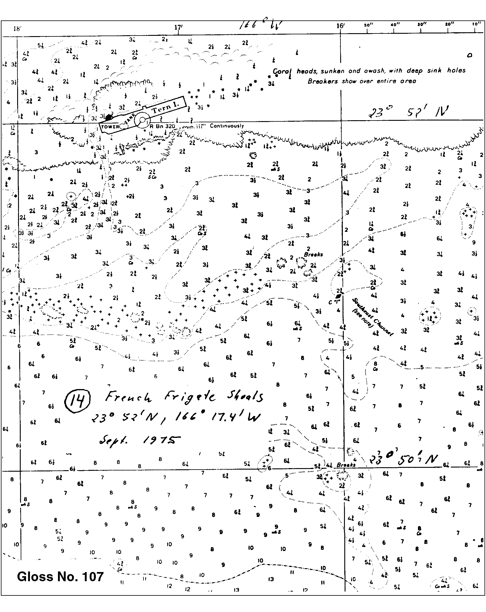 Location map for French Frigate Shoals, H, U.S.A.
