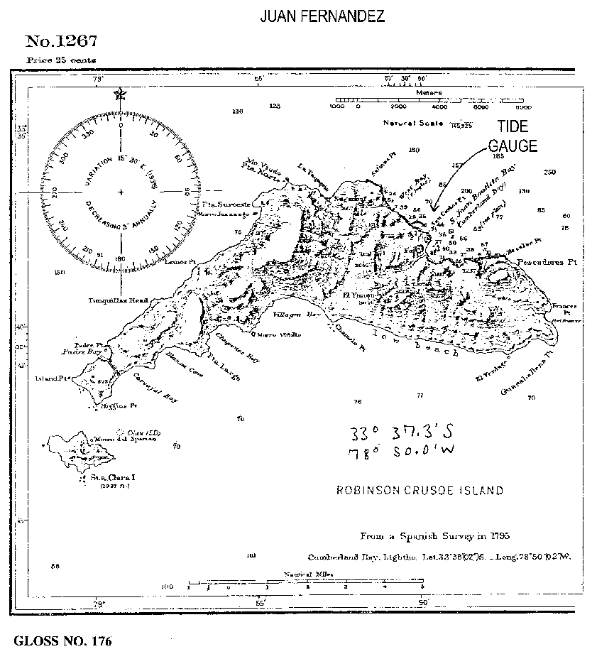 Location map for Juan Fernandez Island, Chile