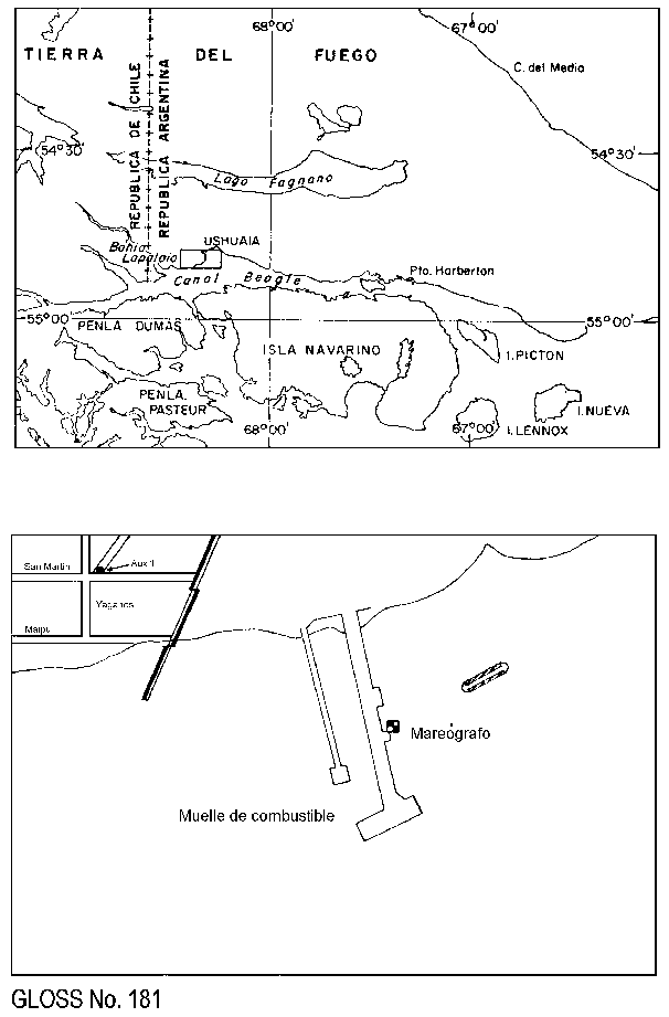 Location map for Ushuaia, Argentina