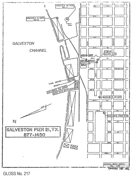 Location map for Galveston (Pier 21), TX, U.S.A.