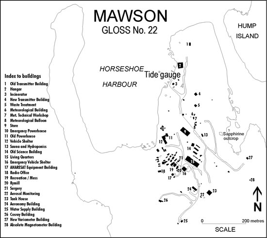 Location map for Mawson, Australia