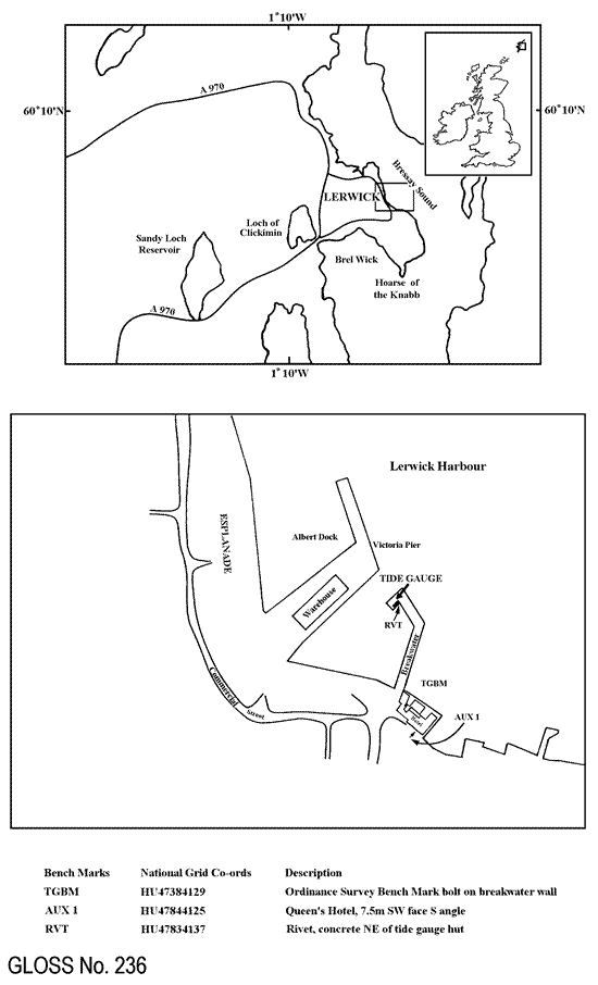 Location map for Lerwick, U.K.