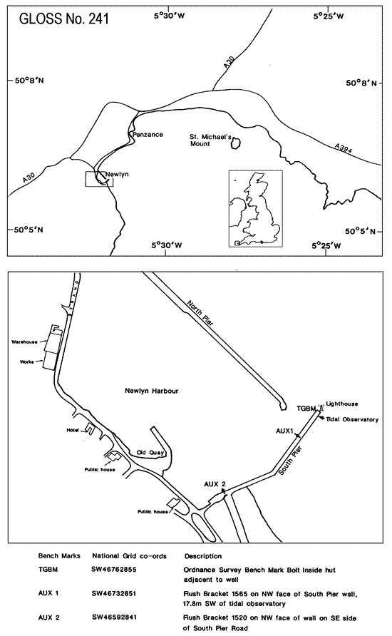 Location map for Newlyn, U.K.