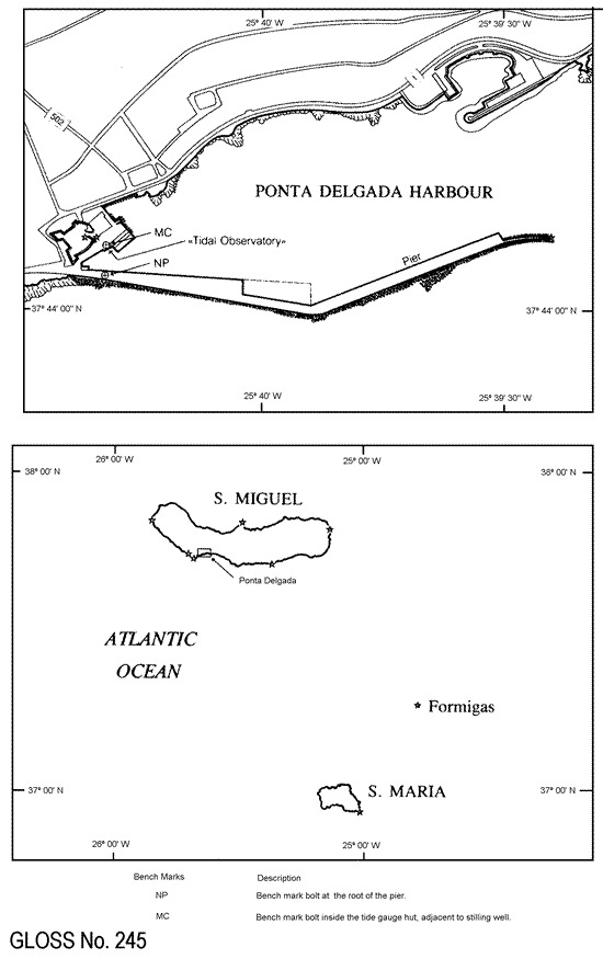 Location map for Ponta Delgado, Azores, Portugal