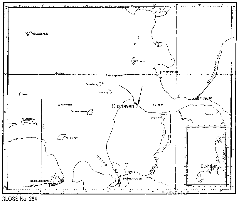 Location map for Cuxhaven, Steubenhoft, Germany