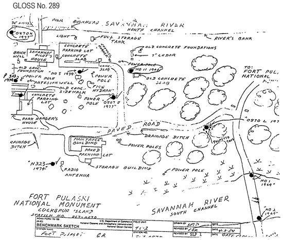 Location map for Fort Pulaski, GA, U.S.A.