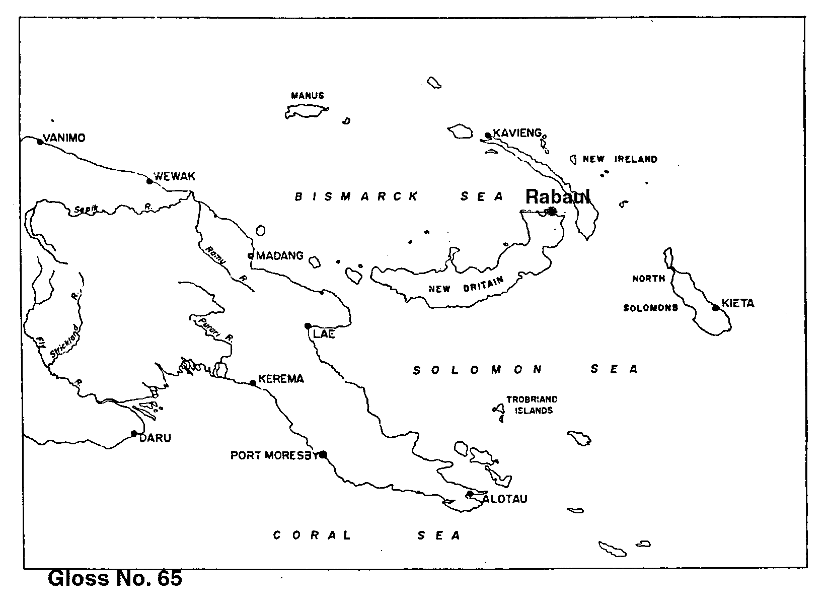 Location map for Rabaul, Papua New Guinea